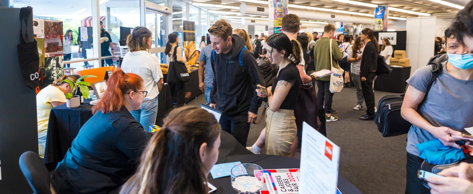 Students and employers at careers and jobs fair